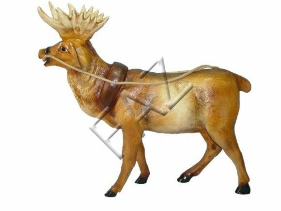 Motley colored decorative sculpture designed as brown reindeer 78x83cm c228