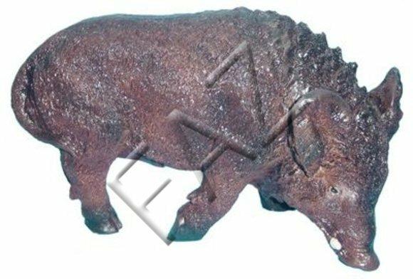 Decorative sculpture designed as a dark brown colored gloss wild boar figure 23x40cm