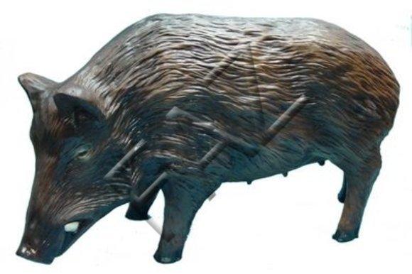 Decorative sculpture designed as dark brown colored wild boar figure 50 x 86cm