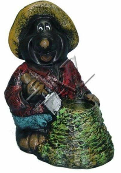 Decorative sculpture designed as black colored mole potter 47cm height