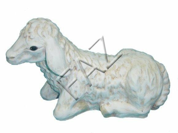 Decorative sculpture designed as resting shaggy lamb 23x36cm