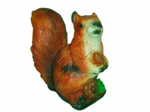 Decorative sculpture designed as an original motley brown colored squirrel with nuts 23x18cm