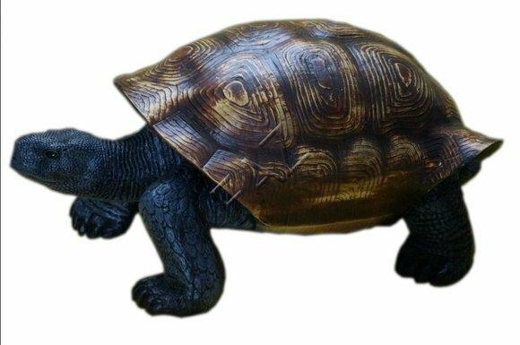 Garden decorative sculpture designed as an original colored black turtle 107x50x60cm