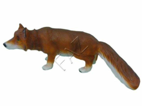 Decorative sculpture designed as hunting motler dark orange & beige colored fox 29x70cm