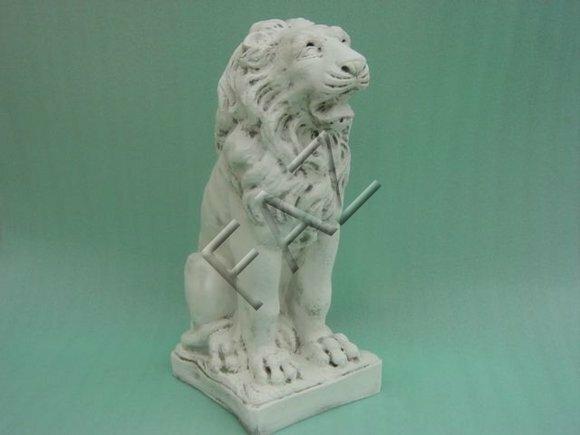 Decorative sculpture designed as an original colored lion guardian figure 55cm