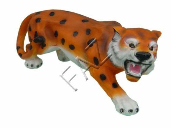 Decorative sculpture designed as an original colored angry cartoon tiger 27x65cm