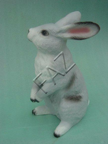 White motley colored bunny decorative garden sculpture 40cm height c427