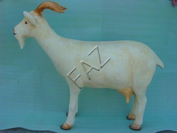 Full white colored decorative sculpture designed as a old goat with goatee 78x90cm