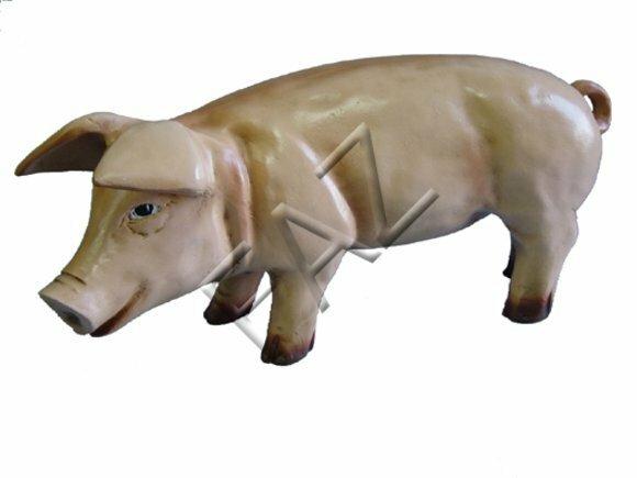 Decorative sculpture designed as light pink colored pig 28x60cm c47