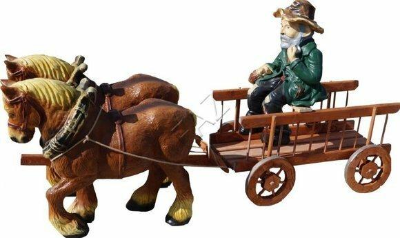 Horses with carriage & a rider decorative figure sculpture 200cm length