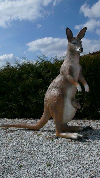 Decorative garden sculpture of australian kangaroo with a baby in the pocket figure 166cm height