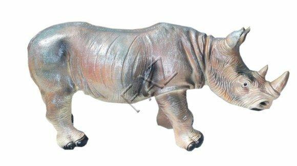 Decorative sculpture designed as an original colored grey rhino 37x73x25cm