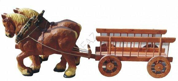 Horses with carriage figure decorative statue sculpture 200cm length