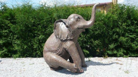 Full bronze colored baby elephant figure decorative garden sculpture 135cm length