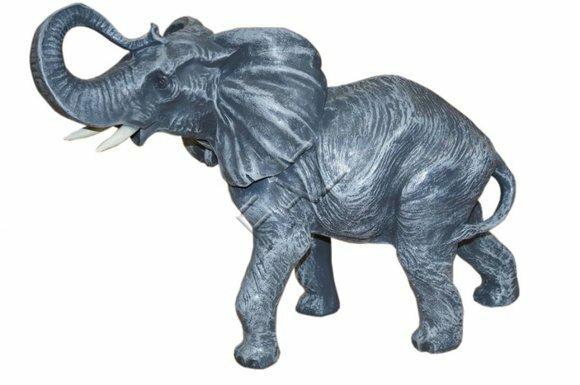 Gloss motley dark grey colored decorative garden sculpture designed as an old elephant 43x62x26cm