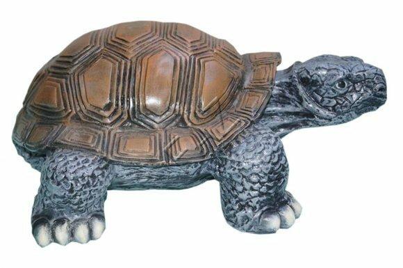 Garden decorative sculpture designed as an original motley grey colored turtle 27x66x48cm