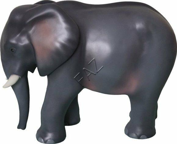 Gloss full black colored decorative garden sculpture designed as an elephant 60x76cm