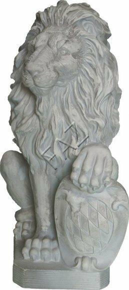 Full white colored garden decorative sculpture designed as a lion guardian 53x33x25cm