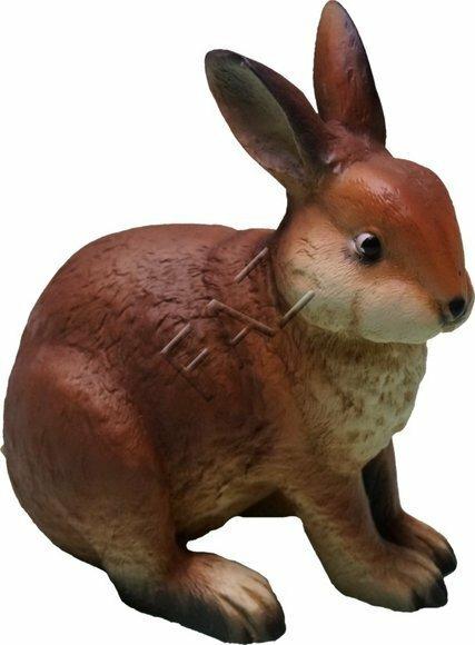 Motley dark brown beige colored sitting bunny decorative garden sculpture 28x27cm c620