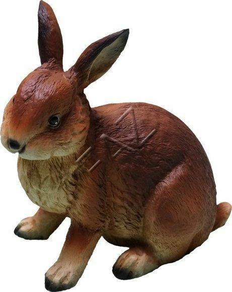 Decorative sculpture designed as motley beige brown bunny 27x24cm c621