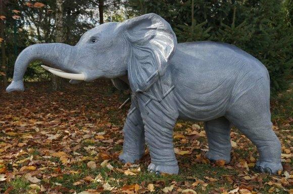 Decorative garden figure designed as full silver 200cm length elephant sculpture