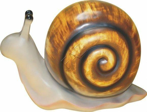 Decorative sculpture designed as gloss original colored motley brown white snail 50x39cm