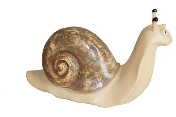 Decorative sculpture designed as an original colored light brown beige snail