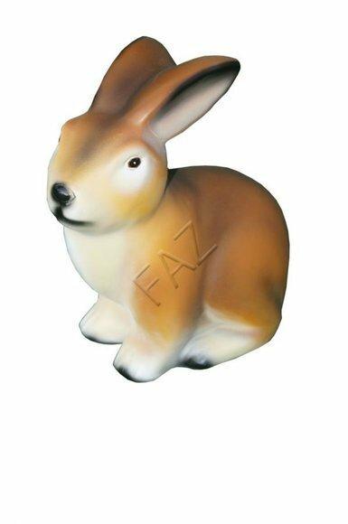 Matte motley brown white colored decorative sculpture of rabbit 32x24cm c828