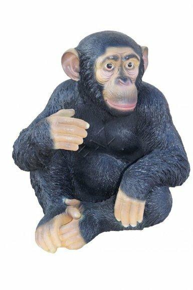 Black original colored decorative garden sculpture designed as a sitting monkey 51x46x40cm