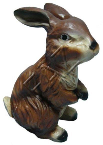 Dark brown colored matte decorative motley sculpture of bunny 30cm height c89