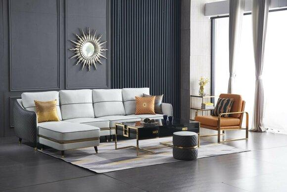 Modern sofa corner sofa L shape coffee table stool corner sofa upholstered stool 4 pieces. set