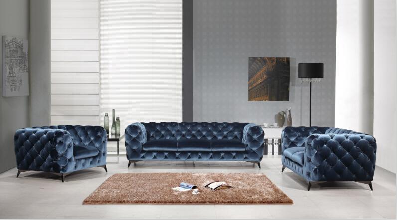 Chesterfield Sofa Set 3+2+1 Seaters 3pcs Faux Leather Velvet Choice Blue Couches New