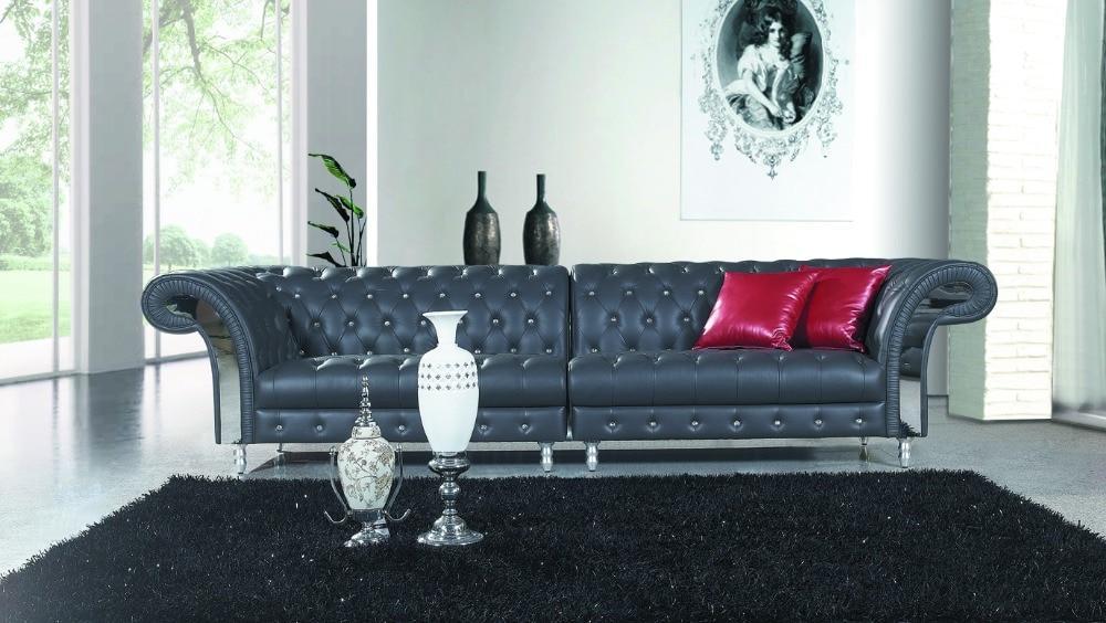 Design Chesterfield 4 Seater XXL Big Metal Leather Couch Upholstery Sofas Sofa Dark Blue