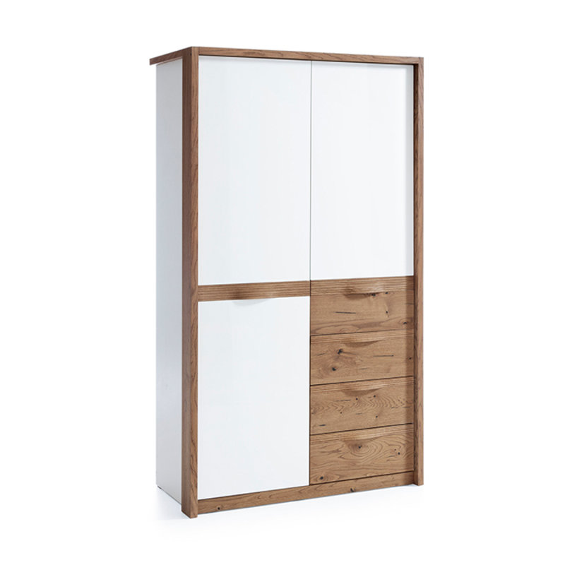 Modern style real wooden wardrobe with 4-sliding drawers & 3-swing doors, model - CM-2D