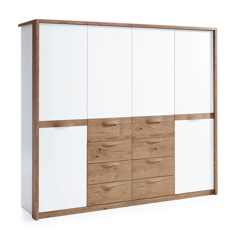 Modern style made of real wooden wardrobe with 8-sliding drawers & 6-swing doors, model - CM-4D