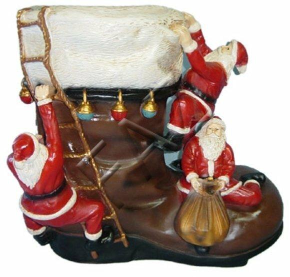 Christmas decorative sculpture designed as santa clauses on a boot 50x61cm