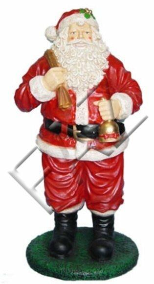 Christmas decorative figure of standing santa claus with bell & gift bag 130cm