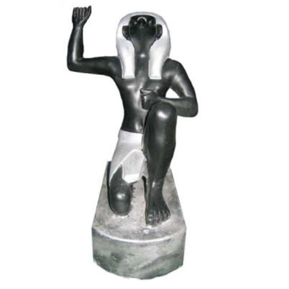 Abstract decorative sculpture designed as an ancient egyptian black white pharaoh figure 21 cm