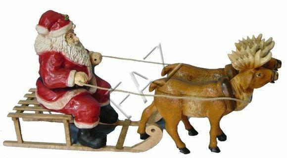 Christmas decor designed as santa claus on a sled with reindeers 120x65cm