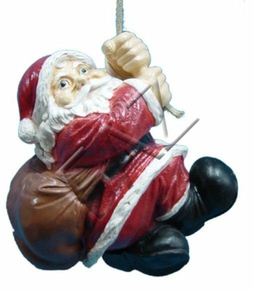 Decorative christmas figure designed as santa claus on a rope with a gift bag 33cm