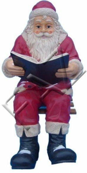 Christmas decorative sculpture designed as santa claus on a bench reading a book 110cm