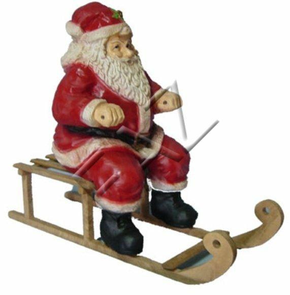 Christmas decorative sculpture designed as santa claus on a sleigh 65x78cm