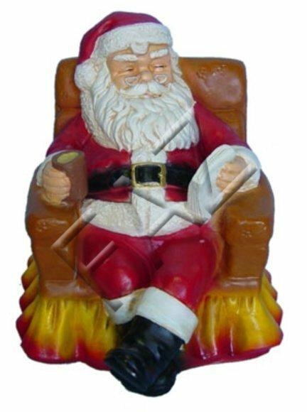 Christmas decorative sculpture designed as santa claus drinking coffee on an armchair 35x25cm