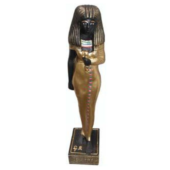 Ancient egyptian decorative sculpture designed as a standing colorful cleopatra figure 35cm