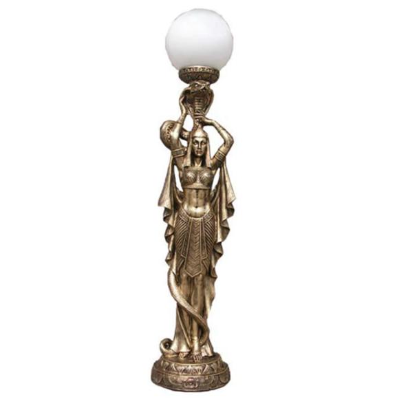 Golden lighting sculpture designed as an ancient egyptian decorative figure 74cm