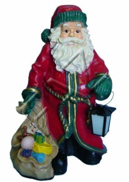 Christmas decor figure designed as santa claus with gift bag & lamp 80cm