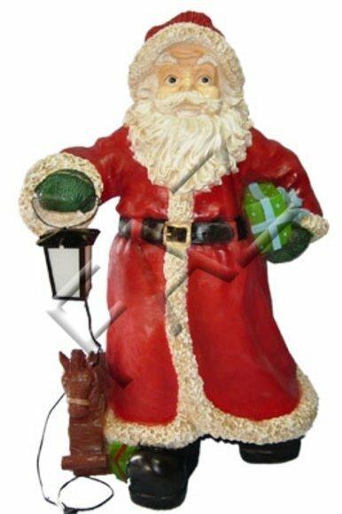 Christmas lighting decorative sculpture designed as santa claus with lamp & present 90cm