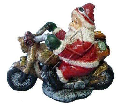 Decorative sculpture designed as santa claus on a bike 58x73cm