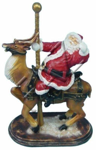 Christmas decorative sculpture designed as santa claus on a reindeer attraction 88x55cm