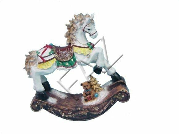 Decorative sculpture designed as colorful christmas horse figure 58x53cm